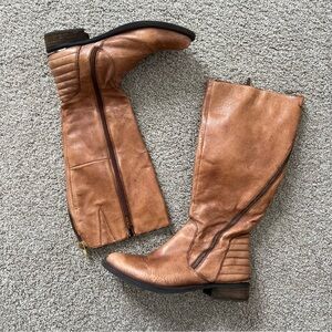 Stylish Tan Leather Knee-High Boots, Steve Madden knee high cognac leather boots